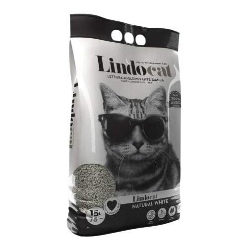 Lindocat Grudvajući posip za mačke Natural White 15L Cene