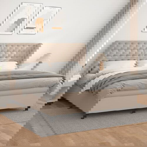  The Living Store Box spring postelja z vzmetnico kapučino 180x200cm umetno usnje - Box Spring Postelja, (21444368) Cene