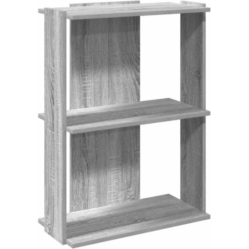  Regal za knjige s 3 razine siva boja hrasta 60x30x80 cm drveni Slike