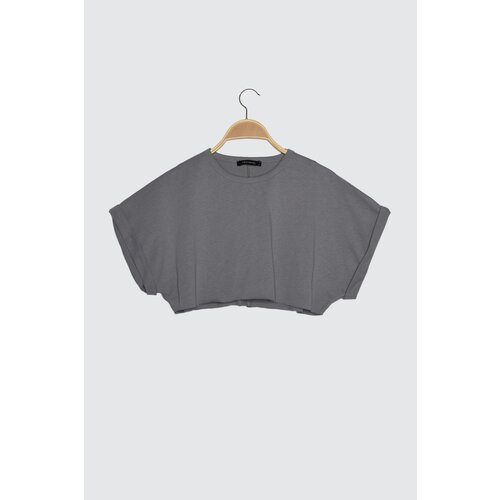 Trendyol Gray Super Crop Knitted T-Shirt Slike