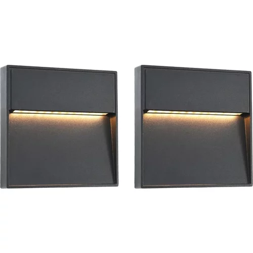  Zunanje LED stenske svetilke 2 kosa 3 W črne kvadratne