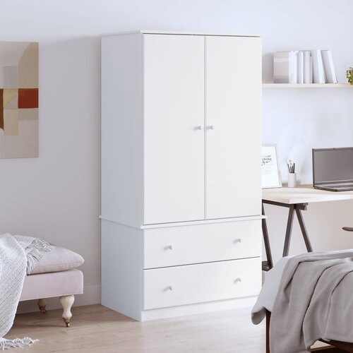 VidaXL Omara ALTA bela 90x55x170 cm trdna borovina Slike