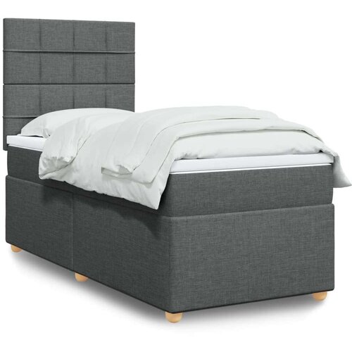 VidaXL Krevet s oprugama i madracem tamnosivi 90 x 190 cm od tkanine Slike