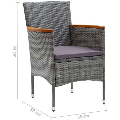 VidaXL 3-dijelni bistro set od poliratana i bagremovog drva sivi Slike