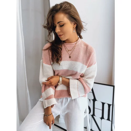 DStreet AMELIA ladies sweater with pink and white stripes from