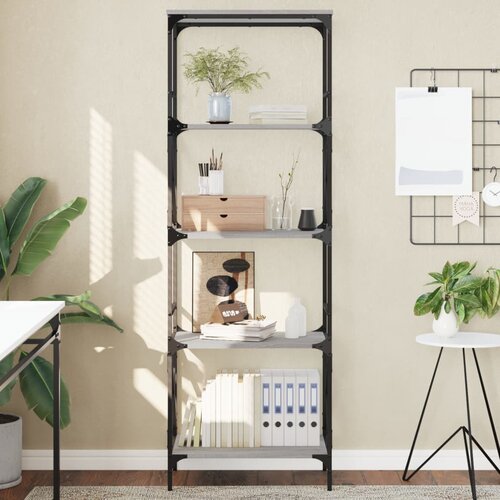 vidaXL Regal za knjige 5 razina siva boja hrasta 59x35x171 cm drveni Cijene
