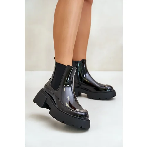 Kesi Insulated lacquered ankle boots Chelsea with zip black Jesschris