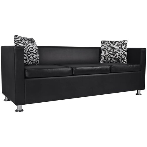VidaXL Sofa za 3 osobe, umjetna koža, crna Slike