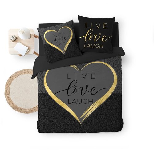 Douceur d int&amp;eacute;rieur Crna pamučna posteljina za bračni krevet 200x200 cm Crazy Love &amp;ndash; Slike