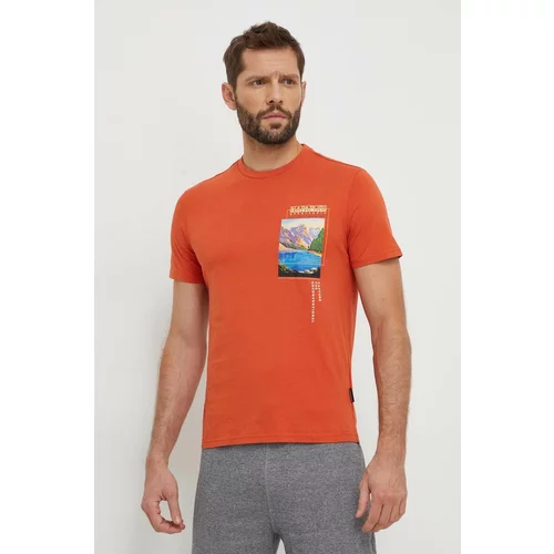 Napapijri Bombažna kratka majica moški, oranžna barva