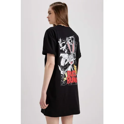 Defacto Coool Looney Tunes Oversize Fit Combed Cotton Mini Short Sleeve Dress