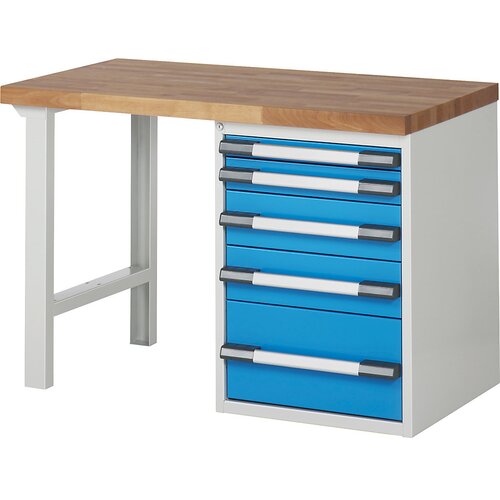 eurokraft pro Delovna miza, modularni sistem serije 7, 5 predalov, ŠxG 1250 x 700 mm Cene