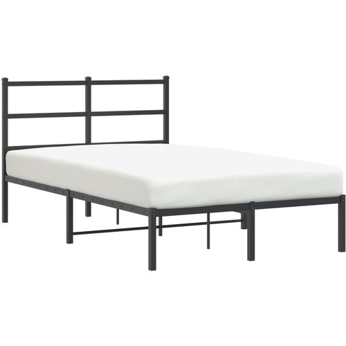 Maison Chic Kovinski Posteljni okvir - Dvoposteljna postelja - Zakonska postelja z vzglavjem črn 120x190 cm, (21693000) Slike