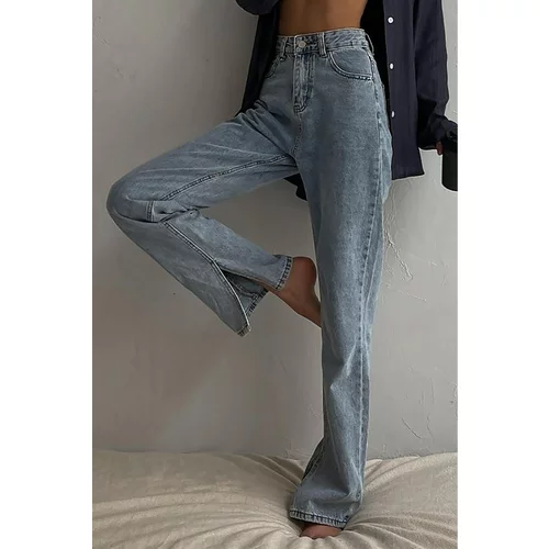 Madmext Blue High Waist Women's Jeans with Slits
