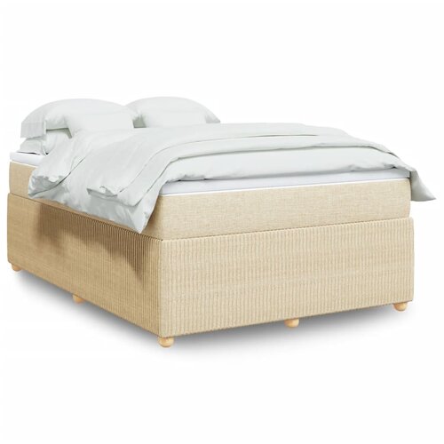 vidaXL Box spring postelja z vzmetnico krem 140x200 cm blago Cene