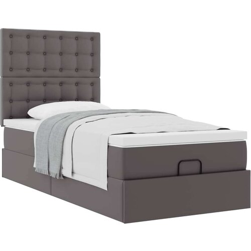 vidaXL otomanski okvir kreveta s madracem sivi 100x200cm umjetna koža Cene