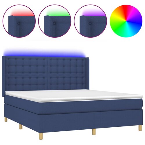 Maison Chic Box spring postelja - Vzmetna postelja z vzmetnico LED modra 160x200 cm blago SL21829, (21892461) Cene