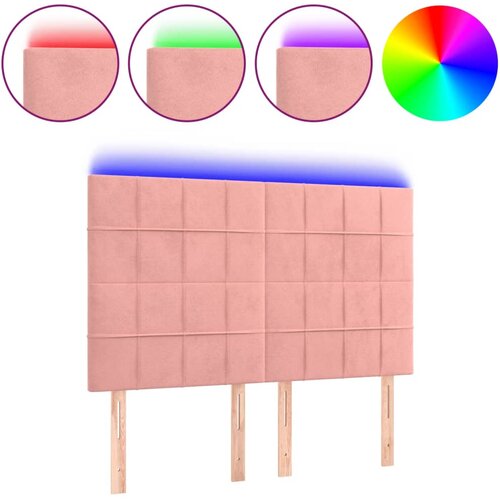 Maison Chic led posteljno vzglavje - vzglavna omarica - nočna omarica roza 144x5x118/128 cm žamet, (21711190) Cene