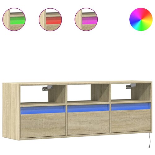 Maison Chic Stenska TV omarica - TV stojalo - Televizijska omarica z LED lučkami sonoma hrast 130x31x45 cm, (21699706) Slike