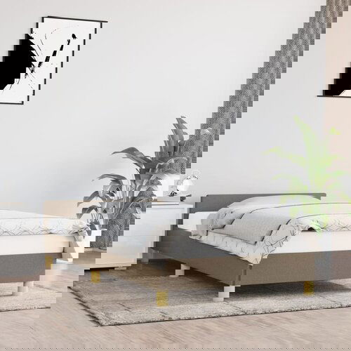 VidaXL okvir za krevet s uzglavljem smeđesivi 90x200 cm od tkanine Slike