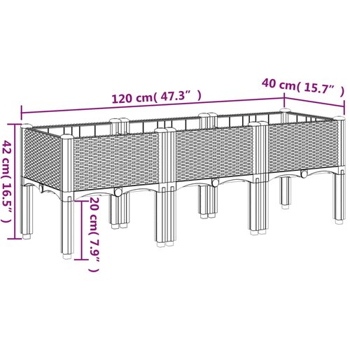  Vrtna sadilica s nogama svjetlosiva 120 x 40 x 42 cm PP Slike