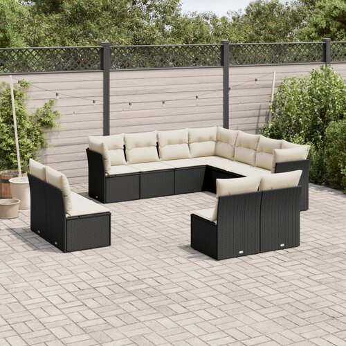  11-dijelni set vrtnih sofa od poliratana s jastucima crni Cijene