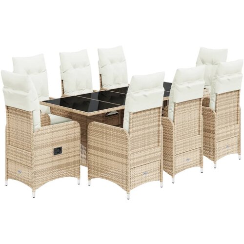 VidaXL 9-dijelni vrtni bistro set od poliratana s jastucima bež Slike
