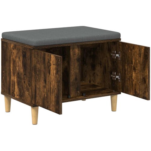 Klupa za hodnik s jastukom Dimljeni Hrast 60 x 38 x 46 cm Slike