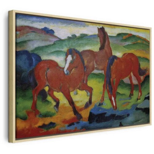  Slika - Franz Marc – The Red Horses (Grazing Horses IV) 90x60 U prirodnom drvenom okviru Cene