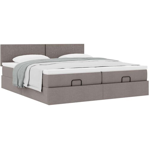 VidaXL otomanski okvir kreveta s madracima smeđesivi 200x200cm tkanine Slike