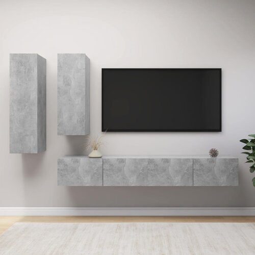 The Living Store Komplet TV omaric 4-delni betonsko siva inženirski les - Komplet TV Omaric, (21434393) Slike