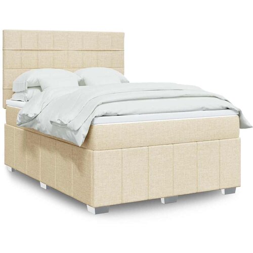  Krevet s oprugama i madracem krem 140 x 190 cm od tkanine Cijene