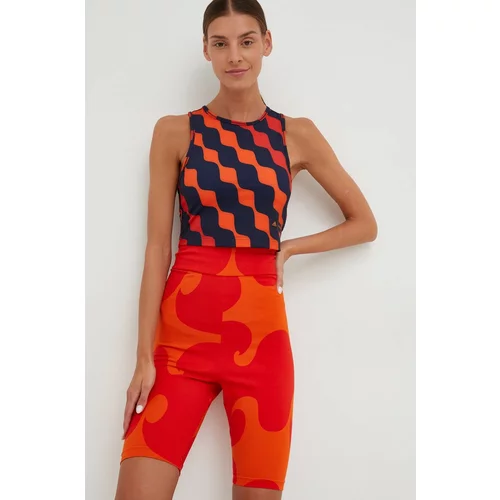 Adidas Kratke hlače Marimekko, za žene, boja: narančasta, s uzorkom, visoki struk