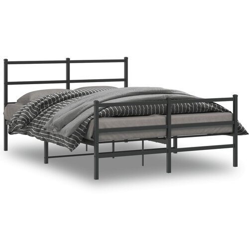 VidaXL Metalni okvir kreveta s uzglavljem i podnožjem crni 135x190 cm Slike