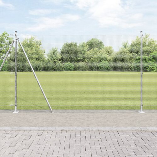 vidaXL varjena žična ograja s 13 flangiranimi stebri 1.6x25 m pocinkano jeklo Cene
