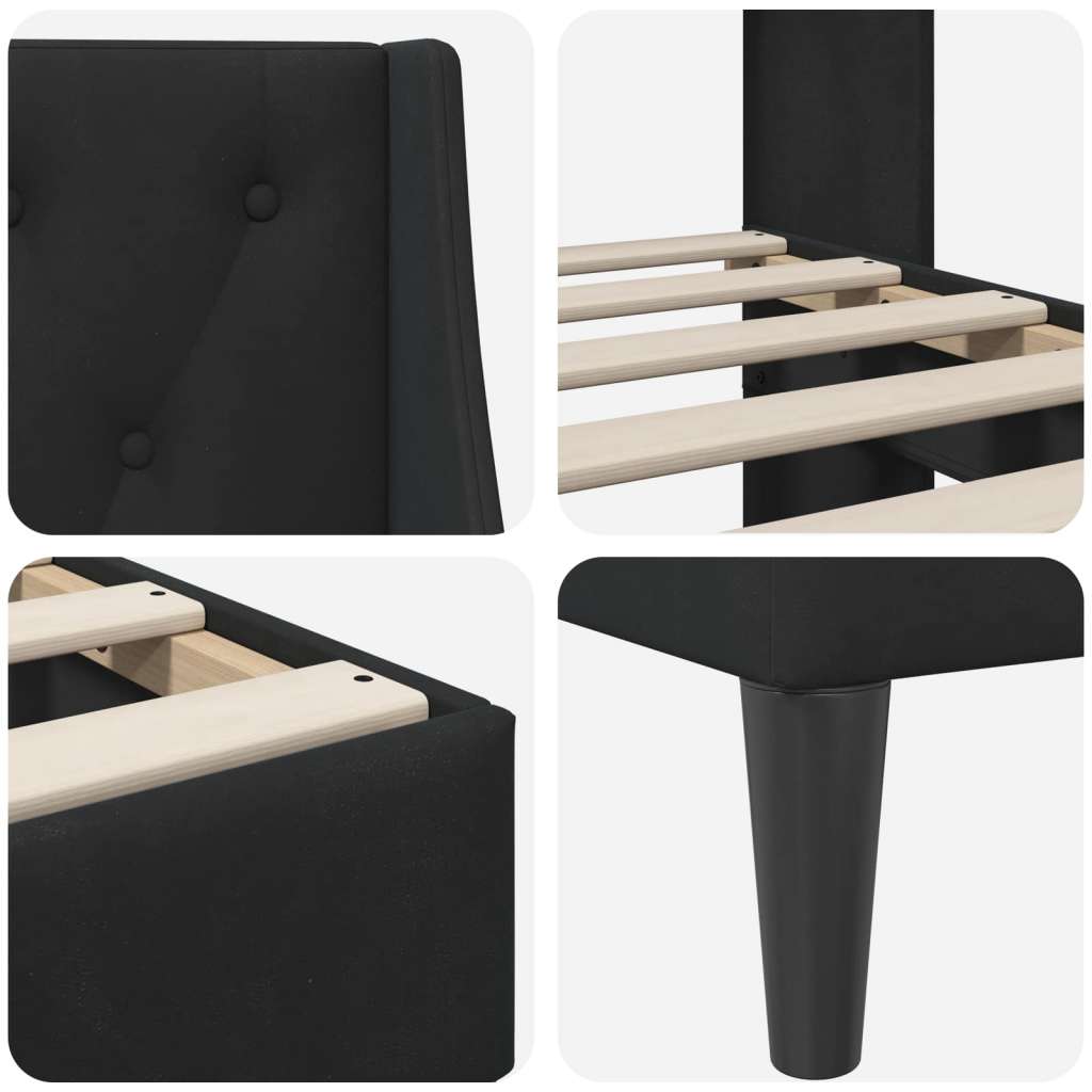  Okvir za krevet s uzglavljem Crna 90 x 190 cm Bar&amp;scaron;un - Crna 90 x 190 cm Slike
