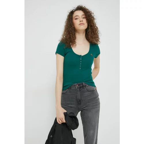 Abercrombie & Fitch Kratka majica ženska, zelena barva