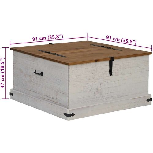 vidaXL Škrinja za pohranu HALDEN bijela 91x91x47 cm puno drvo bor Cijene