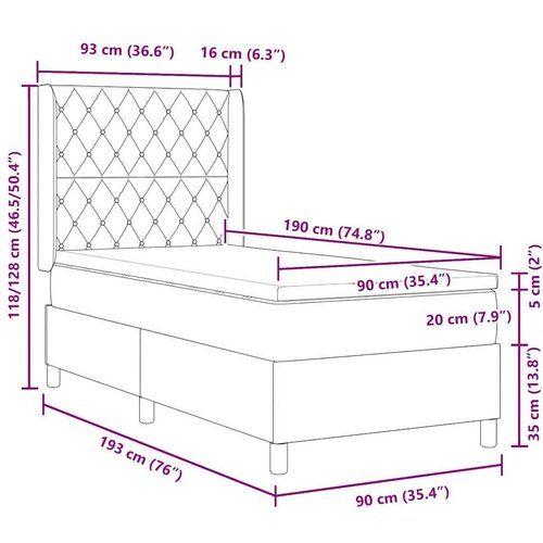 VidaXL Box spring krevet s uzglavljem Crna 90 x 190 cm Bar&amp;scaron;un Slike