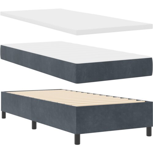 VidaXL Box Spring Krevet s Madracem Tamno Siva 90x190 cm Bar&amp;scaron;un Slike