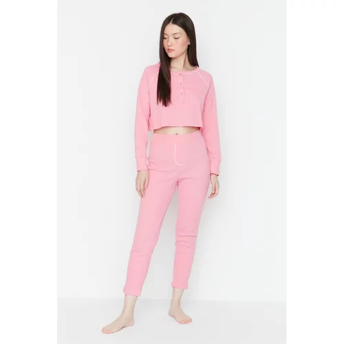 Trendyol Pink Button Detailed Camisole Pajamas Set