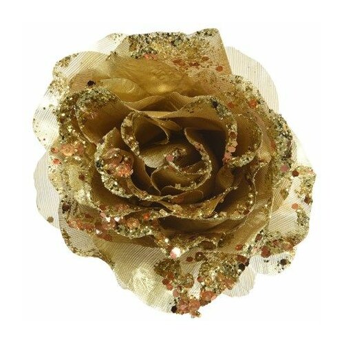 Novogodišnja ruža na štipaljci zlatna Slike