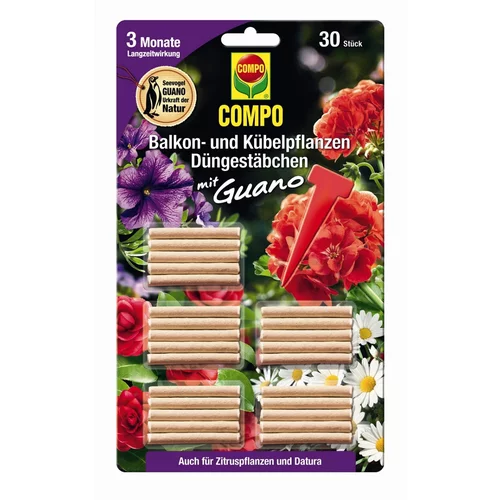COMPO Palice za gnojenje lončnic in balkonskega cvetja (30 kosov, z guanom)
