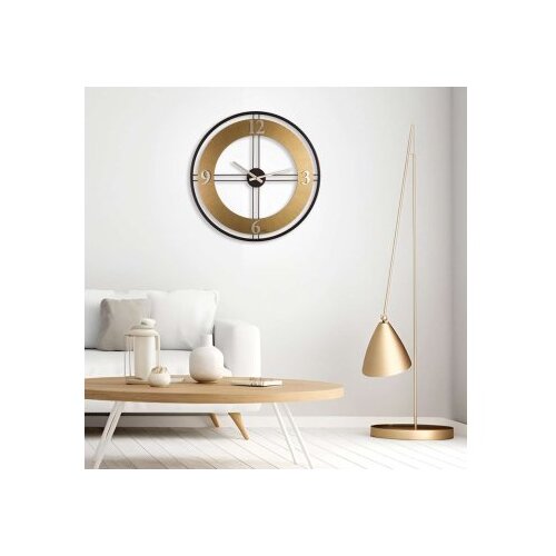 WALLXPERT dekorativni metalni zidni sat metal wall clock gold black Slike