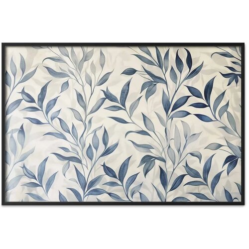  Plakat - Delicate Botanical Motif with Blue Leaves 60x40 Crni okvir Slike
