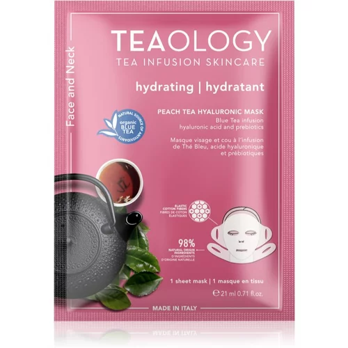 Teaology Face Mask Peach Tea Hyaluronic vlažilna tekstilna maska 21 ml