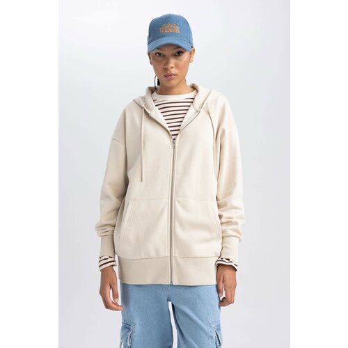 Defacto Oversize Fit Hooded Thick Sweatshirt Fabric Cardigan Cene