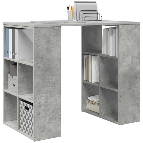  Stol s policom Betonski sivi 90 x 50 x 75 cm Konstruirano drvo Slike
