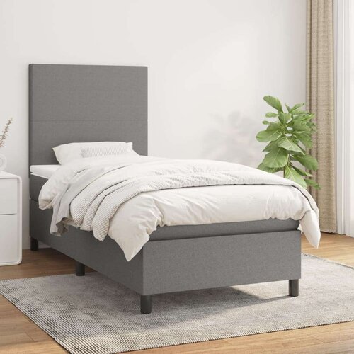  Box spring postelja z vzmetnico temno siva 80x200 cm blago, (20789936) Slike