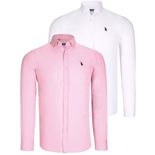 Dewberry DUO SET G725 MEN&amp;#039;S SHIRT-WHITE-PINK Slike